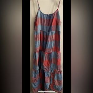 Beachlunchlounge Blue Red Maxi Long Dress with Straps Excellent